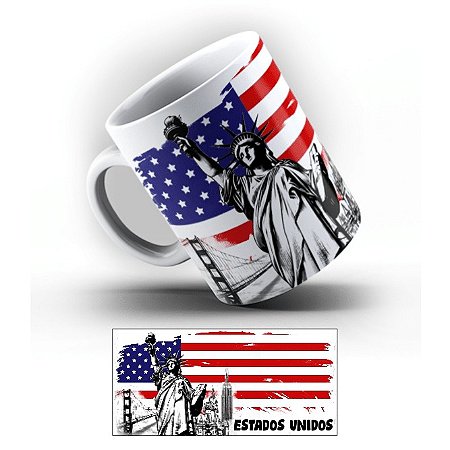 Caneca Porcelana Coleção Pontos Turísticos Países (Alça Branca) Parte 2