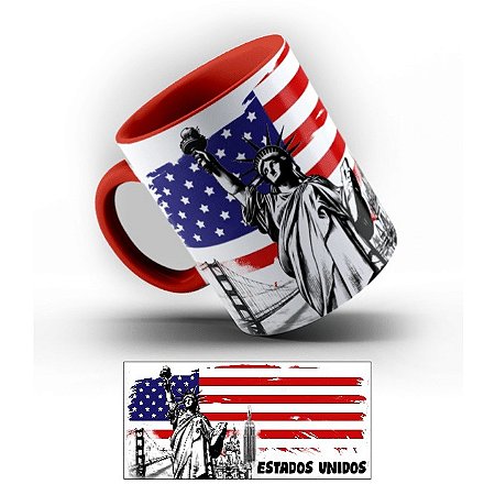 Caneca Porcelana Coleção Pontos Turísticos Países (Alça Colorida) Parte 3