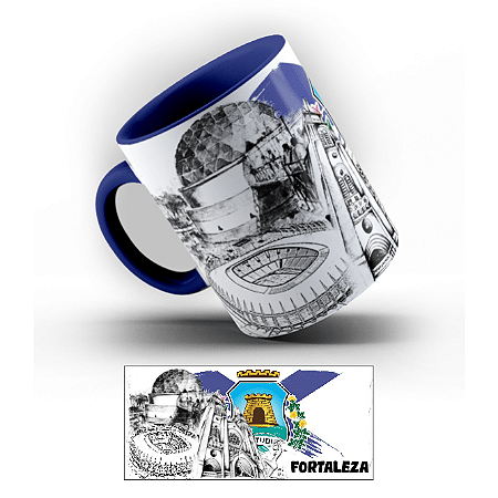 Caneca Porcelana Coleção Pontos Turísticos Cidades (Alça Colorida)