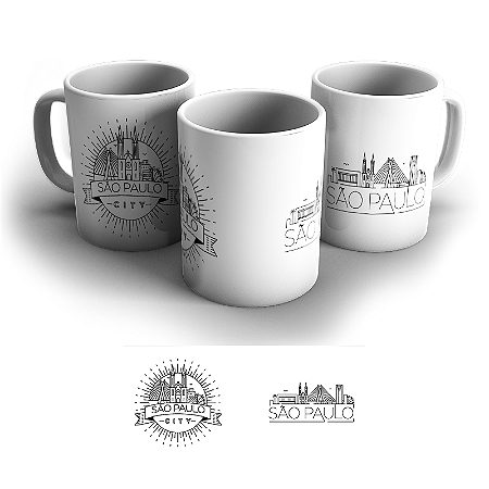 Caneca São Paulo Pontos Turísticos Minimalista Porcelana