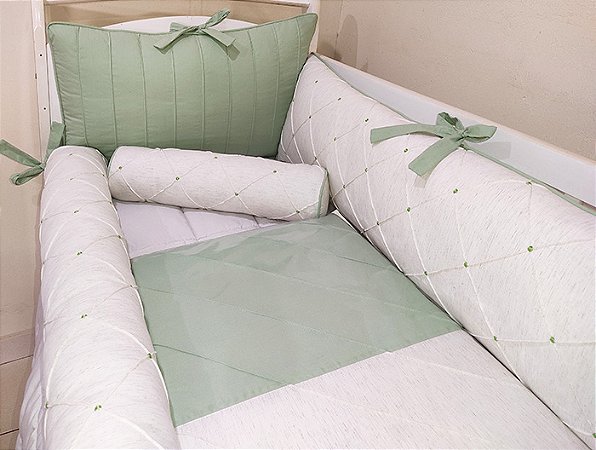 Coleção Benjamim - Kit Berço em Linho 10 pçs - Padrão Americano ***SEM MOSQUITEIRO***