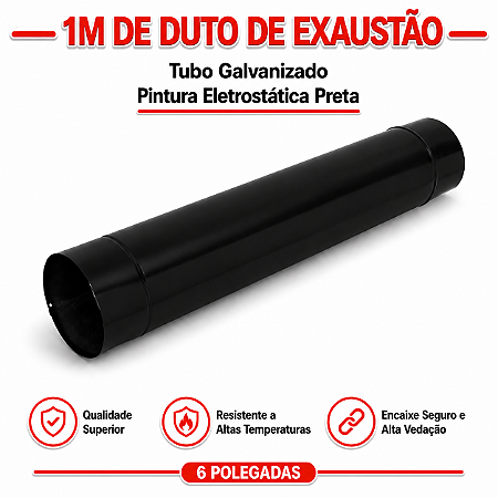 Tubo Galvanizado 6" com Pintura Eletrostática Preta ArtMill