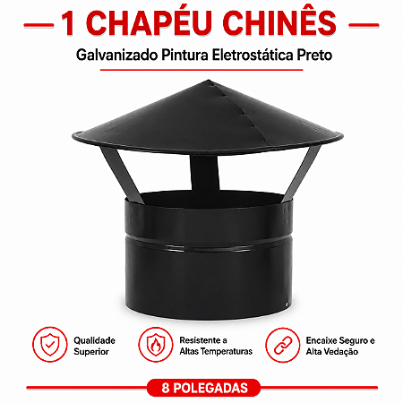 Chapéu 8" com Pintura Eletrostática Preta – ArtMill