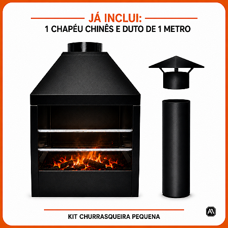 Kit Churrasqueira Parede Pequena com Duto de Exaustão e Chapéu Chinês – ArtMill