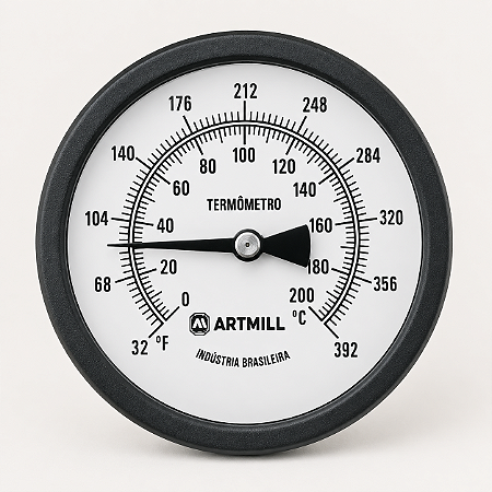 Termômetro Analógico 4" 0-200 °C Haste 100 – ArtMill (MAIOR)