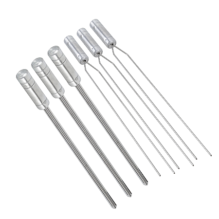 Kit 6 Espetos Inox para Churrasco Cabo Alumínio (3 Duplos + 3 Espada)