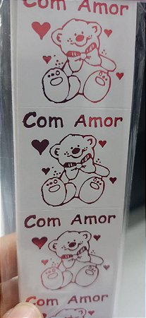 Etiqueta Adesiva " Com Amor " Ursinho c/ 100 unids