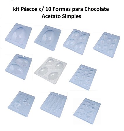 BWB Kit Páscoa c/ 10 Formas para Chocolate (Acetato Simples)