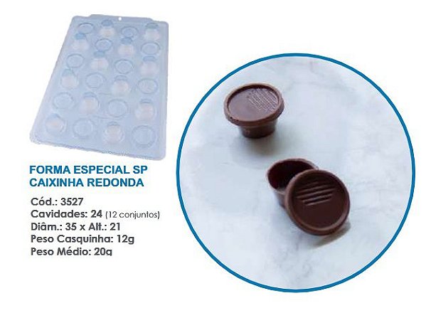 BWB Forma para chocolate Caixinha Redonda cod 3527 (3 Partes "01 silicone") Páscoa
