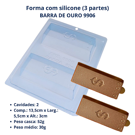 BWB Forma para chocolate Barra de Ouro cod 9906 (3 Partes "01 silicone")