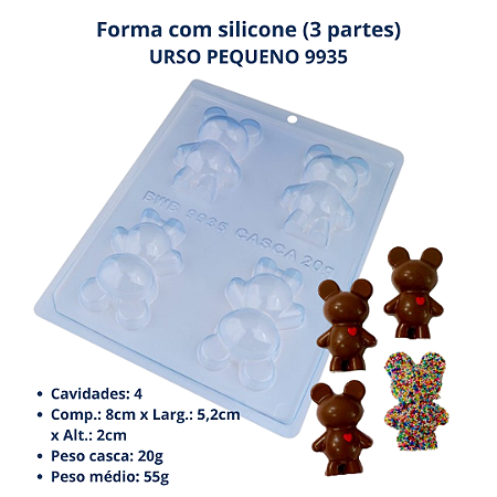 BWB Forma para chocolate Urso Pequeno cod 9935 (3 Partes "01 silicone")