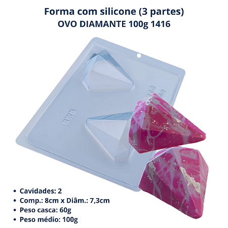 Forma Ovo Diamante 100g (3 Partes c/01 silicone )cod 1416 - BWB