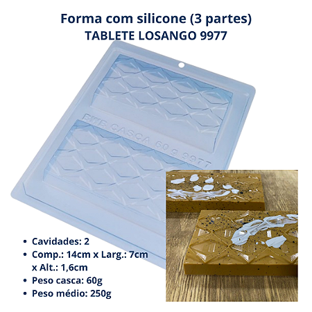 BWB Forma para chocolate Tablete Losango 60g (3 Partes "01 silicone")cod 9977