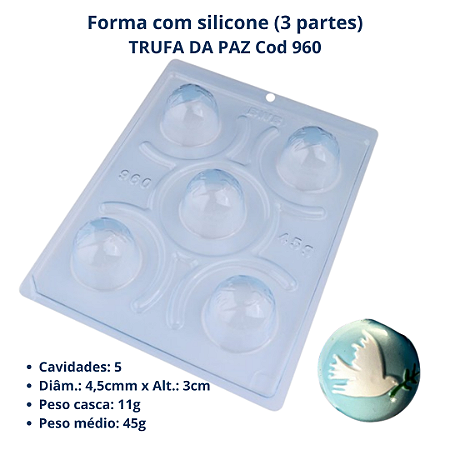 BWB Forma para chocolate Trufa da Paz 45g (3 Partes "01 silicone") cod 960