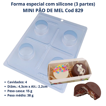 Forma Mini Pao de mel cod 829 ( 3 Partes c/ 01 de silicone ) - BWB