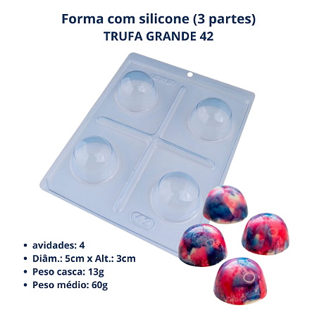 BWB Forma para Chocolate Trufa Grande 13g (3 Partes "01 silicone") cod 42