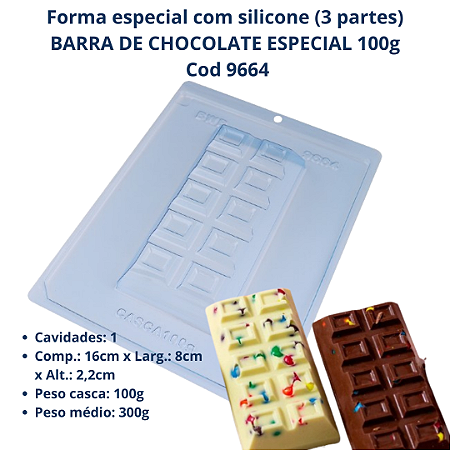BWB Forma Barra de Chocolate Especial 100g cod 9664 (3 Partes"01 de silicone)
