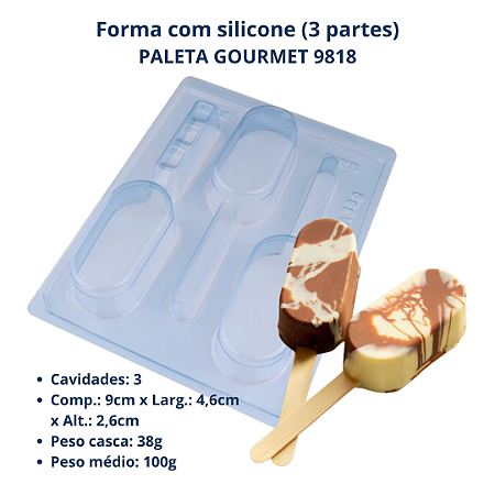 BWB Forma para chocolate Paleta Gourmet (3 Partes "01 silicone")cod 9818