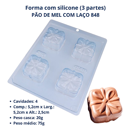 BWB Forma para chocolate Pao de mel com laço cod 848 ( 3 Partes" 01 de silicone)