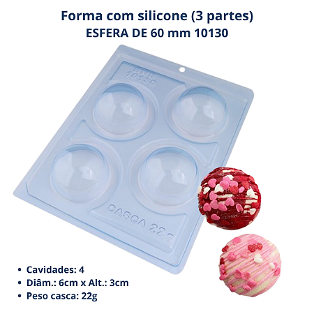 Forma Esfera de 60mm (3 Partes c/01 silicone)  Cod 10130 - BWB