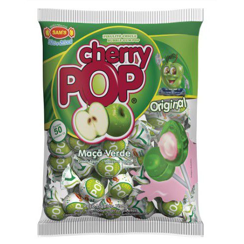 Pirulito Cherry Pop Maçã Verde c/ 50 unids