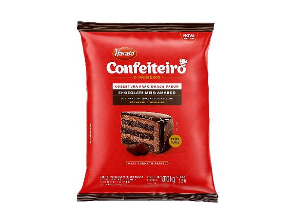 Chocolate Meio Amargo Gotas Confeiteiro 1.010kg Cobertura Fracionada - Harald