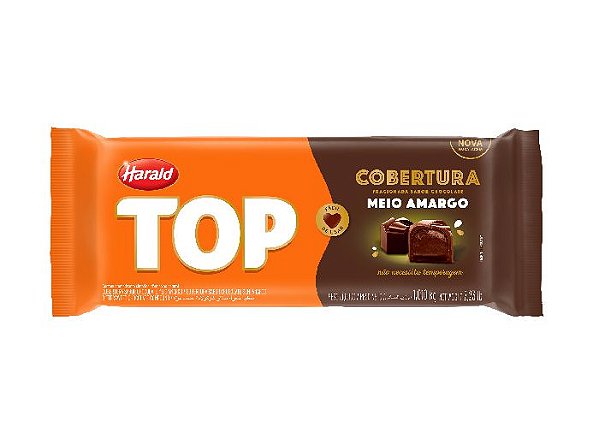 Barra de Chocolate Top Meio Amargo 1,010kg Cobertura - Harald