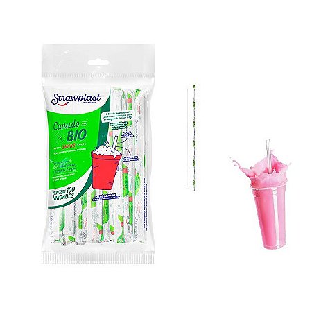 Canudo Bio  Shake Milkshake c/ 100 unids Embalado Individualmente - Strawplast