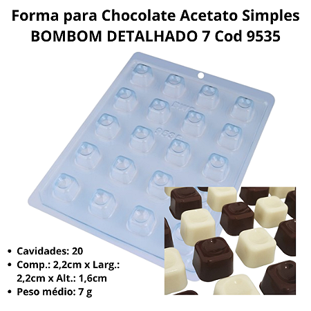 Forma para Chocolate BOMBOM DETALHADO 7 Cod 9535 Acetato Simples - BWB