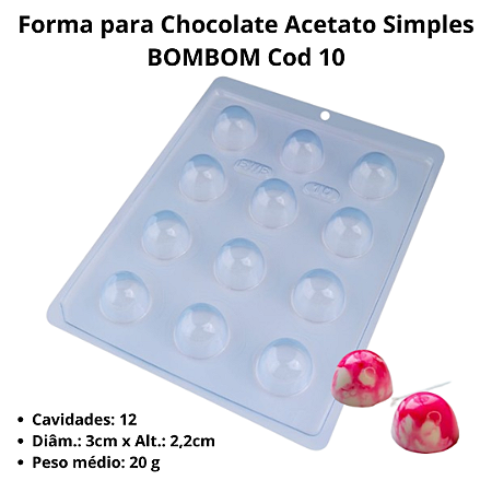 Forma para Chocolate BOMBOM Cod 10 Acetato Simples - BWB