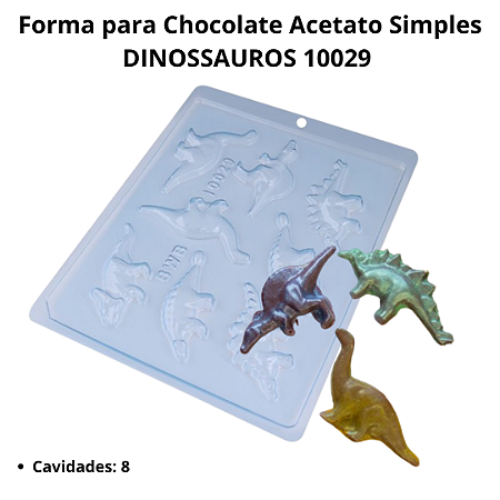 Forma para Chocolate DINOSSAUROS 10029 Acetato Simples - BWB