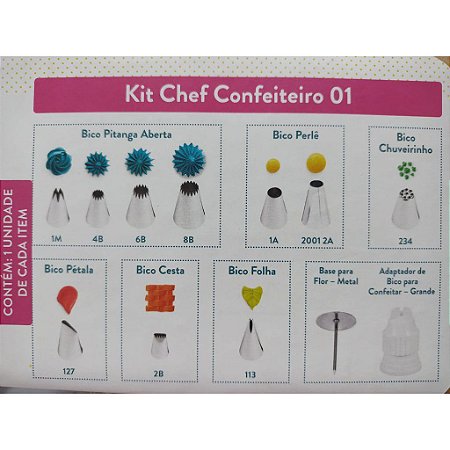 Kit Chef Confeiteiro 01 Wilton c/ 12 peças