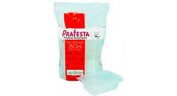 Pote Retangular 250ml com tampa c/ 24 unids - Prafesta