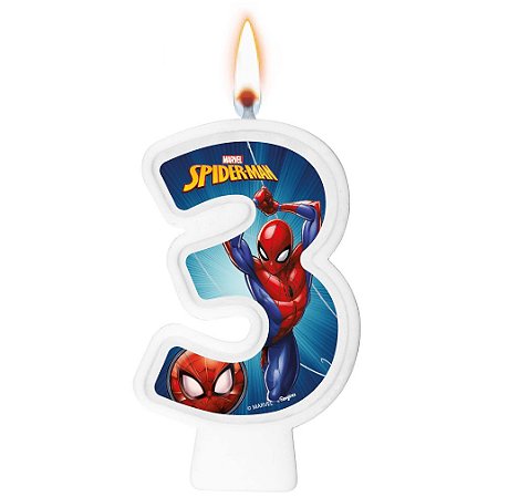 Vela N°3 Homem Aranha - Spider Man Animacao  - Regina