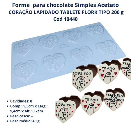 BWB CORAÇÃO LAPIDADO TABLETE FLORK  BENTO CAKE 200 G 10440