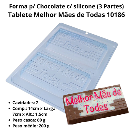 BWB Forma para chocolate TABLETE MELHOR MÃE DE TODAS cod 10186 (3 Partes "01 silicone")