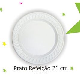 Prato Refeição Raso 21 cm Branco c/ 10 unids - Louri Festas