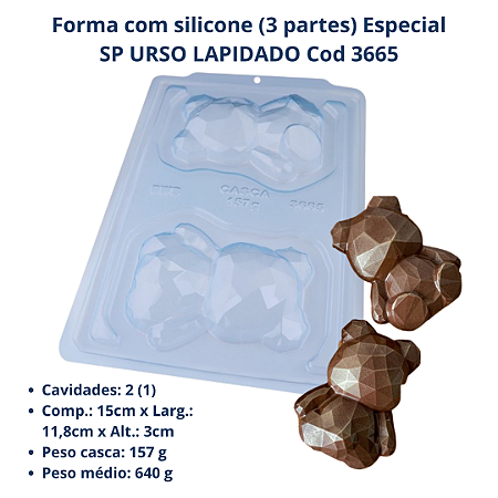 Bwb Forma para Chocolate Urso Lapidado ( 3 Partes grande "01 Silicone") cod 3665
