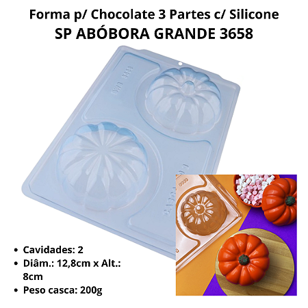 BWB Forma para Chocolate Abóbora Grande (3 partes Grande 01 Silicone) cod 3658