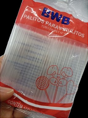 BWB Palito para Pirulito 9cm Cristal c/ 100 unids cod 115