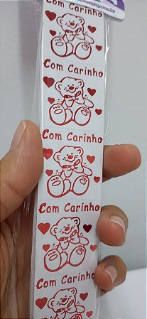 Etiqueta Adesiva "Com Carinho " Ursinho c/ 100 unids