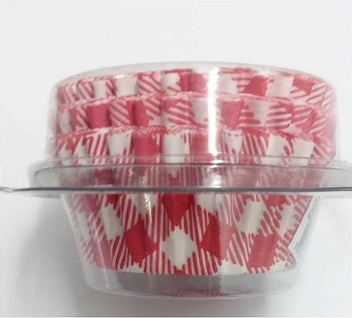 Forminha para Mini Cupcake Vermelha Xadrez c/ 45 unids - Flip