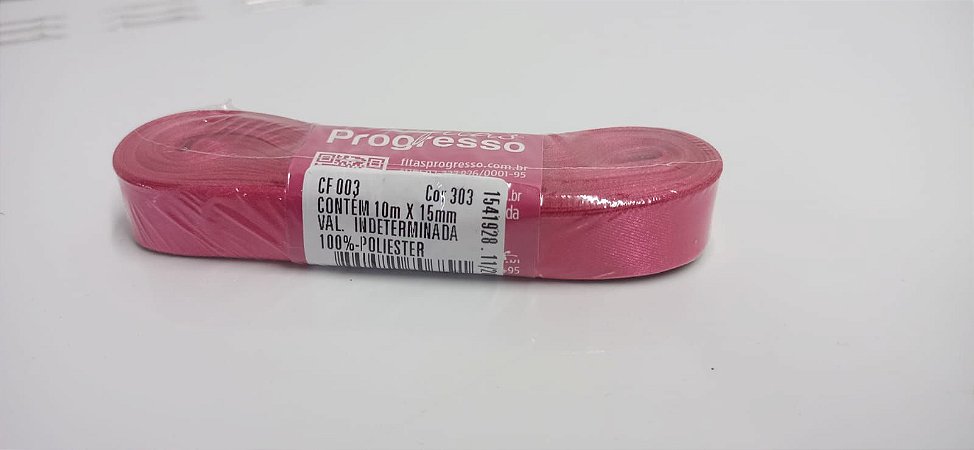 Fita de Cetim Rosa Pink CF003 303 10m x 15mm - Progresso
