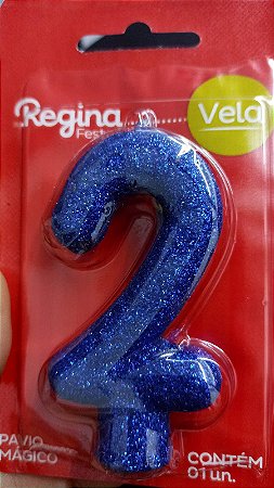 Vela de Aniversário Azul Glitter N° 2 - Regina
