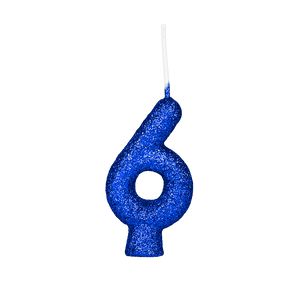 Vela de Aniversário Azul Glitter N° 6 - Regina