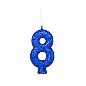 Vela de Aniversário Azul Glitter N° 8 - Regina