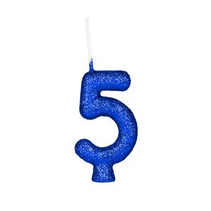 Vela de Aniversário Azul Glitter N° 5 - Regina