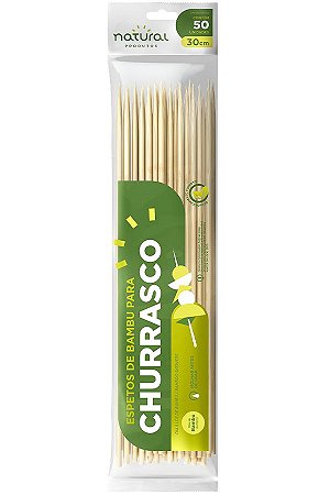 Espeto de Bambu para Churrasco 30 cm c/ 50 unids - Natural Produtos