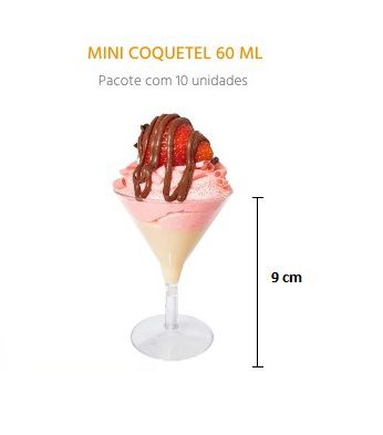 Mini Taça Coquetel 60ml Transparente c/ 10 unids - LSC Toys