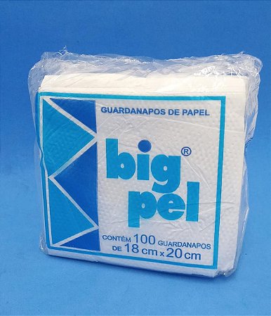 Guardanapo Branco Crepado 18cm x 20cm c/ 100 unids - Big Pel